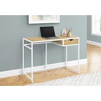 Monarch Specialties Laptop Table/Writing Metal Frame-1 Storage Drawer-Small Home Office Computer Desk, 42 L, Natural Wood-Look/White