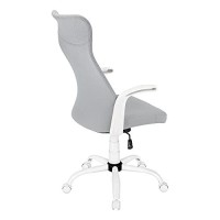 Monarch Specialties High-Back Swivel Desk Fixed Armrests-Executive Adjustable Height/Tilt Office Chair, 40.5 H-43.5 H, Grey Fabric/White