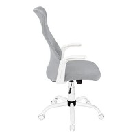 Monarch Specialties High-Back Swivel Desk Fixed Armrests-Executive Adjustable Height/Tilt Office Chair, 40.5 H-43.5 H, Grey Fabric/White