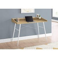 Monarch Specialties Laptop/Writing Table With Small Hutch - 2 Storage Cubbies - 1 Shelf - Home Office Computer Desk, 48 L, Natural Wood-Look/White