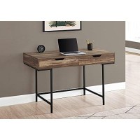 Monarch Specialties Modern Laptop/Writing Table With Recessed Metal Legs-2 Storage Drawers-Home Office Computer Desk, 48 L, Brown Reclaimed Wood-Look/Black