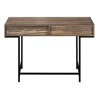 Monarch Specialties Modern Laptop/Writing Table With Recessed Metal Legs-2 Storage Drawers-Home Office Computer Desk, 48 L, Brown Reclaimed Wood-Look/Black