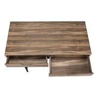 Monarch Specialties Modern Laptop/Writing Table With Recessed Metal Legs-2 Storage Drawers-Home Office Computer Desk, 48 L, Brown Reclaimed Wood-Look/Black
