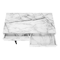 Monarch Specialties 7558 Computer Desk, Home Office, Laptop, Storage Drawers, 48 L, Work, Metal, Laminate, White Marble Look, Black, Contemporary, Modern Desk-48, 47.25 L X 23.75 W X 30 H