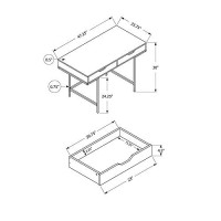 Monarch Specialties Modern Laptop/Writing Table With Recessed Metal Legs-2 Storage Drawers-Home Office Computer Desk, 48 L, Natural Wood-Look/White