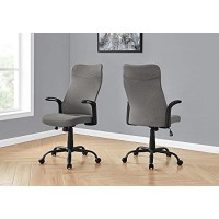 Monarch Specialties High-Back Swivel Desk Fixed Armrests-Executive Adjustable Height/Tilt Office Chair, 40.5 H-43.5 H, Dark Grey Fabric/Black