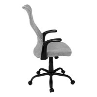 Monarch Specialties High-Back Swivel Desk Fixed Armrests-Executive Adjustable Height/Tilt Office Chair, 40.5 H-43.5 H, Dark Grey Fabric/Black