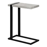 Monarch Specialties 2858, C-Shaped, End, Side, Snack, Living Room, Bedroom, Laminate, Contemporary, Modern Accent Table-Grey Reclaimed Wood-Lookblack Metal, 1925 L X 95 W X 25 H