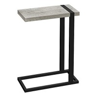 Monarch Specialties 2858, C-Shaped, End, Side, Snack, Living Room, Bedroom, Laminate, Contemporary, Modern Accent Table-Grey Reclaimed Wood-Lookblack Metal, 1925 L X 95 W X 25 H
