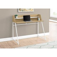 Monarch Specialties Laptop/Writing Table With Small Hutch - 1 Shelf - Trapezoid-Shaped Legs - Home Office Computer Desk, 48 L, Natural Wood-Look/White