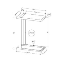 Monarch Specialties Frame-For Sofa Or Bed-C-Shaped End Accent Table, 25 H, Brown Reclaimed Wood-Look/Black Metal