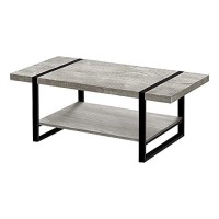 Monarch Specialties 2855, Accent, Cocktail, Rectangular, Living Room, 48 L, Laminate, Contemporary, Modern Coffee Table-Grey Reclaimed Wood-Lookblack Metal, 4725 L X 2375 W X 1775 H