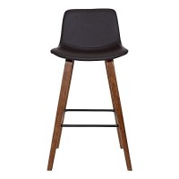 Benjara 35 Inch Wooden Barstool With Leatherette Seat, Brown