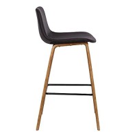 Benjara 35 Inch Wooden Barstool With Leatherette Seat, Brown