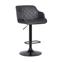 Benjara Faux Leather Swivel Barstool With Metal Base, Gray