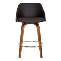 Benjara 26 Inch Wooden And Leatherette Swivel Barstool, Brown