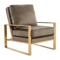 Leisuremod Jefferson Modern Velvet Accent Living Room Armchair With Gold Frame (Dark Grey)