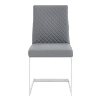 Benjara 20 Inches Diamond Stitched Leatherette Dining Chair, Set Of 2, Gray