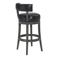 Benjara 27 Inches Nailhead Trim Leatherette Swivel Counter Stool, Gray