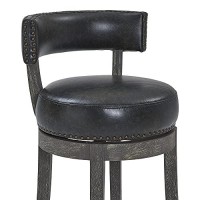 Benjara 27 Inches Nailhead Trim Leatherette Swivel Counter Stool, Gray