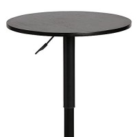 Benjara 24 Inches Round Adjustable Pub Table With Metal Base, Black