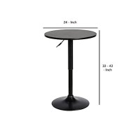 Benjara 24 Inches Round Adjustable Pub Table With Metal Base, Black