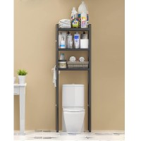 Wpt Over-The-Toilet Storage, 3-Tier Bathroom Organizer With Shelves, Space Saver Toilet Rack, Stainless Steel, Easy To Assembly, Black