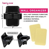 Berry Ave Broom Holder & Mop Grippers [12-Pack]- Self Adhesive, No-Drilling, Wall Mount Tool Organizers For Kitchen, Garage, Laundry Room- Anti-Slip Hanger For Brooms, Mops, Rakes, Dustpans- Black