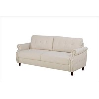 Container Furniture Direct Briscoe Ultra Modern Upholstered Button Tufted Back With Rolled Arms Living Room Sofa Biscuit