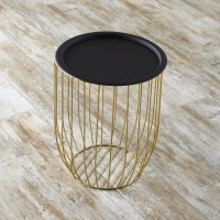The Lakeside Collection Metal Wire Storage Side Storage Table With Removable Top - Black