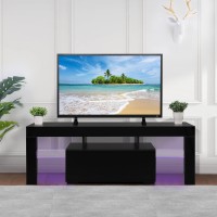 Vingli Led Tv Stand For 55 Inch Tv, Modern Media Console High Glossy Entertainment Center For Bedroom, Living Room With Storage, Fit Up To 60 Inch Tv, Black