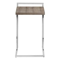 Monarch Specialties 3638 Accent Table, C-Shaped, End, Side, Snack, Living Room, Bedroom, Laminate, Brown, Contemporary, Modern Table-25, 16 L X 1825 W X 265 H, Dark Taupe Wood-Lookchrome Metal