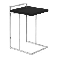 Monarch Specialties 3640 Accent Table, C-Shaped, End, Side, Snack, Living Room, Bedroom, Laminate, Contemporary, Modern Table-25 Hblackchrome Metal, 16 L X 1825 W X 265 H