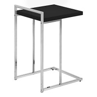 Monarch Specialties 3640 Accent Table, C-Shaped, End, Side, Snack, Living Room, Bedroom, Laminate, Contemporary, Modern Table-25 Hblackchrome Metal, 16 L X 1825 W X 265 H
