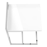 Monarch Specialties 3636 Accent Table, C-Shaped, End, Side, Snack, Living Room, Bedroom, Laminate, Contemporary, Modern Table-25 Hglossy Whitechrome Metal, 16 L X 1825 W X 265 H