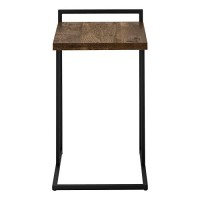 Monarch Specialties 3630 Accent Table, C-Shaped, End, Side, Snack, Living Room, Bedroom, Laminate, Contemporary, Modern Table-25, 16 L X 1825 W X 265 H, Brown Reclaimed Wood-Lookblack Metal