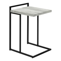 Monarch Specialties 3631 Accent Table, C-Shaped, End, Side, Snack, Living Room, Bedroom, Laminate, Contemporary, Modern Table-25, 16 L X 1825 W X 265 H, Grey Reclaimed Wood-Lookblack Metal