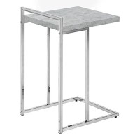 Monarch Specialties 3639 Accent Table, C-Shaped, End, Side, Snack, Living Room, Bedroom, Laminate, Contemporary, Modern Table-25, 16 L X 1825 W X 265 H, Grey Cement-Lookchrome Metal