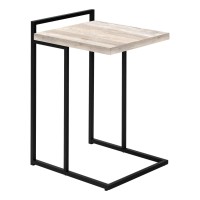 Monarch Specialties 3632 Accent Table, C-Shaped, End, Side, Snack, Living Room, Bedroom, Laminate, Beige, Contemporary, Modern Table-25, 16L X 1825W X 265H, Taupe Reclaimed Wood-Lookblack Metal
