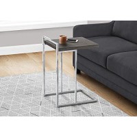 Monarch Specialties Base-Wide, Thick-Panel Top-For Sofa Or Bed-C-Shaped End Accent Table, 25 H, Grey/Chrome Metal