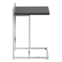 Monarch Specialties Base-Wide, Thick-Panel Top-For Sofa Or Bed-C-Shaped End Accent Table, 25 H, Grey/Chrome Metal