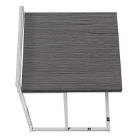 Monarch Specialties Base-Wide, Thick-Panel Top-For Sofa Or Bed-C-Shaped End Accent Table, 25 H, Grey/Chrome Metal