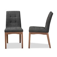 Baxton Studio Adams Modern Transitional Distressed Grey Fabric Upholstered And Walnut Brown Finished Wood 2-Piece Bar Stool Set