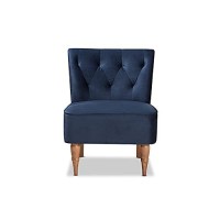 Baxton Studio Harmon Blue Velvet And Black Finished Wood Accent Chair
