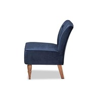 Baxton Studio Harmon Blue Velvet And Black Finished Wood Accent Chair