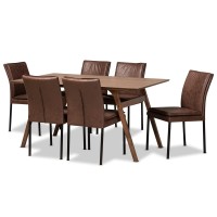 Baxton Studio Gerard Brown And Black Finished 7-Piece Dining Set