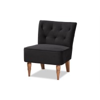 Baxton Studio Harmon Modern And Contemporary Transitional Black Velvet Fabric Upholstered And Walnut Brown Finished Wood Accent Chair