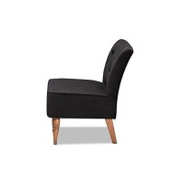 Baxton Studio Harmon Modern And Contemporary Transitional Black Velvet Fabric Upholstered And Walnut Brown Finished Wood Accent Chair