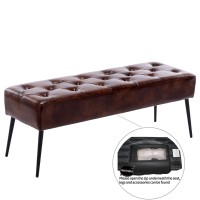Duhome Button-Tufted Ottoman Bench, Upholstered Bedroom Benches Footrest Stool Dining Bench Leather Accent Bench For Entryway Dining Room Living Room Bedroom End Of Bed, Dark Brown