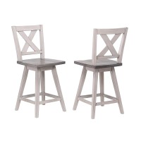 Kings Brand Furniture - Irvona Wash Gray Wood Counter Height Swivel Barstools, Set Of 2